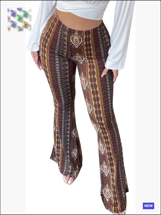 Pants - Flare Yoga Leggings High Waisted Wide Leg Bell Bottom Pants Boho Palazzo